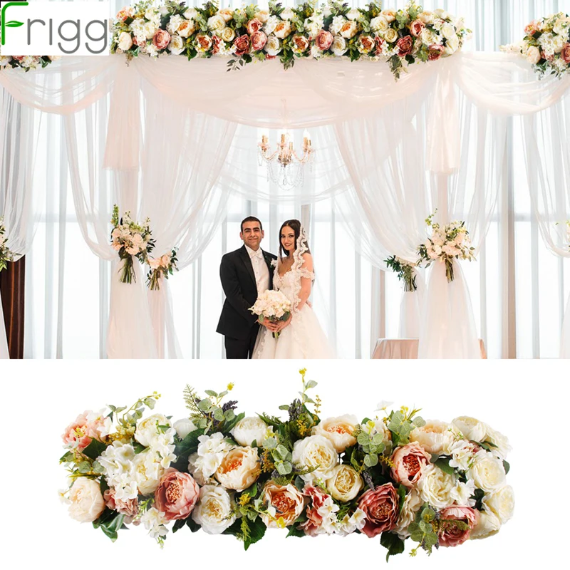 Frigg 1 M Artificial Rosa flor fila boda decoración flor pared camino citado puerta tienda seda flor fila boda suministros Frigg 1 M Artificial Rosa flor fila boda decoración flor pared camino citado puerta tienda seda flor fila boda suministros