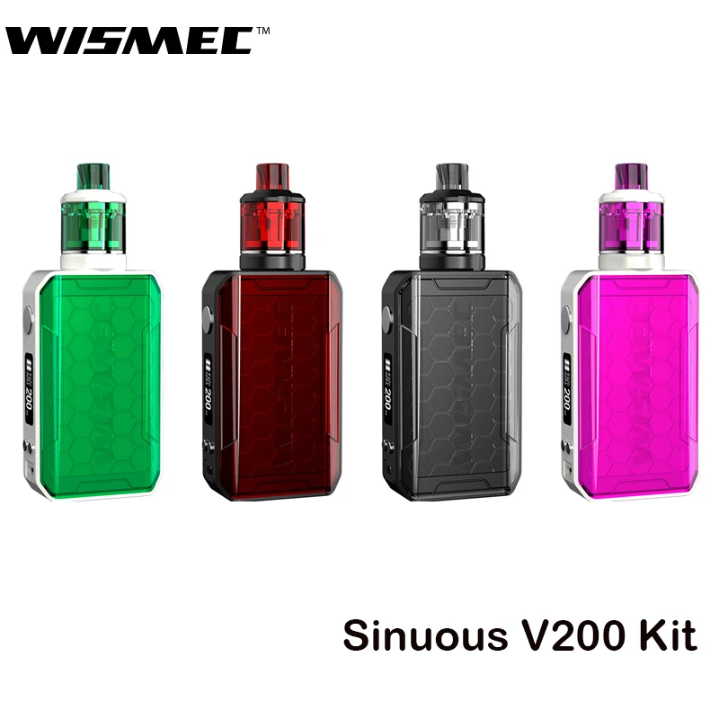 

Original Wismec SINUOUS V200 Kit SINUOUS V200 Mod Box Vape 200W With Amor NSE Atomizer Tank 3ML Electronic Cigarette Vaporizer