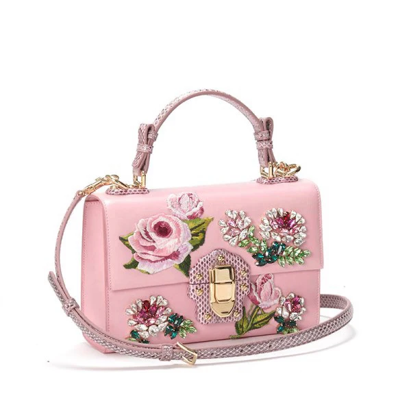 

Bag female 2018 new shoulder Messenger handbags fashion handbags technology handbag leather embroidery flowers handbags