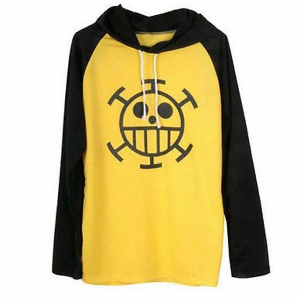 

One Piece Trafalgar Law Yellow T-Shirt Anime Cosplay costume long sleeve hoodie hooded Tshirt