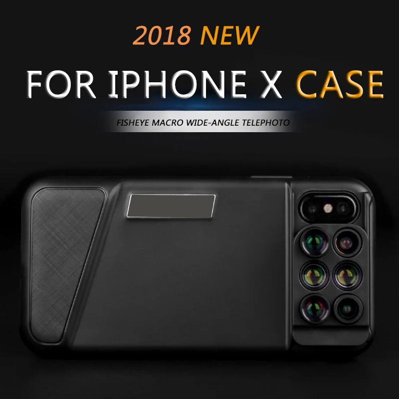 New Dual Camera Lens Case 6 in 1 For iPhone X Fisheye Wide Angle Macro