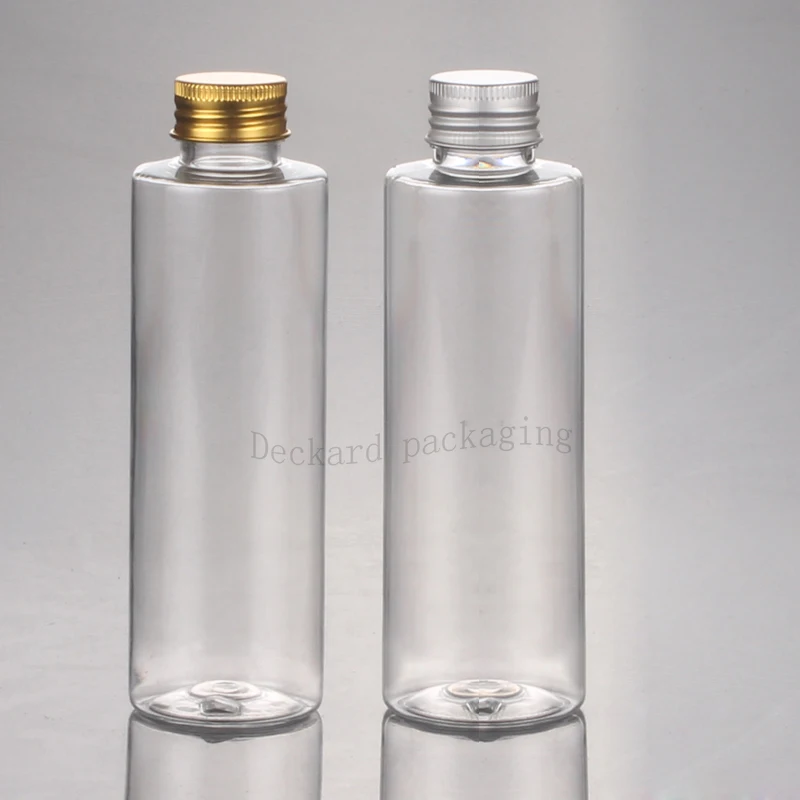 50X150ml empty transparent/blue cosmetic bottles with aluminum lid