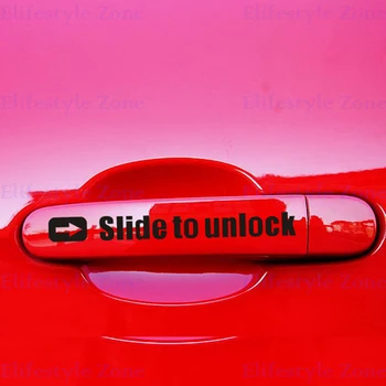 

40 x New Funny Car Handle Door Handle Stickers Slide to Unlock Reflective Decals for VW Kia Honda Fiat Peugeot Lada Ford