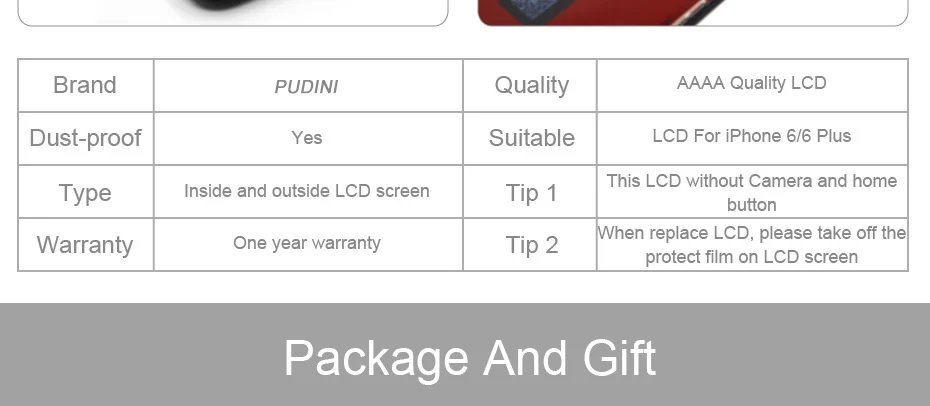 PUDINI AAAA 100% Original Screen LCD For iPhone 6 Plus LCD Replacement Display Touch 6 Plus Screen Tool Kits Screen LCDS (15)