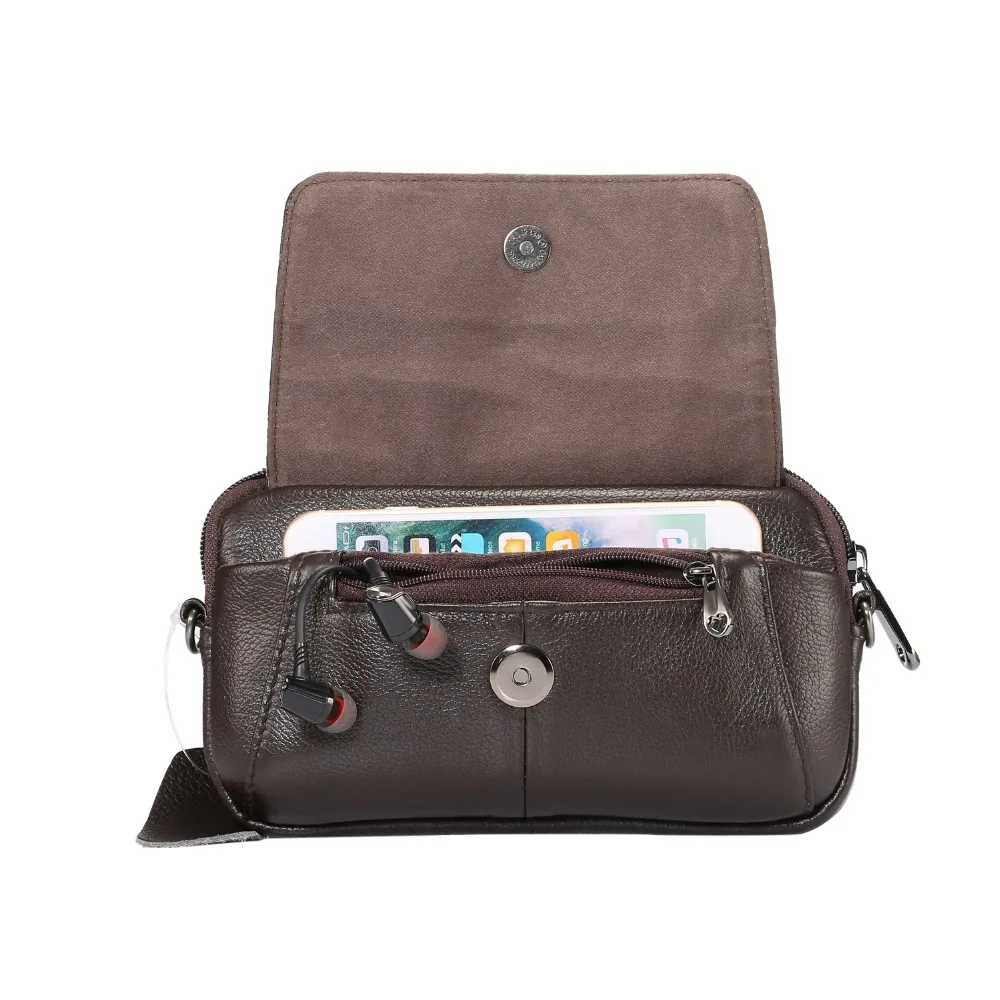 

Urmwing6.5 inch Genuine Leather Universal Bag for Samsung MEGA 6.3 Note7 Note4 Case Shoulder Strap Waist Pouch Multifunction Bag