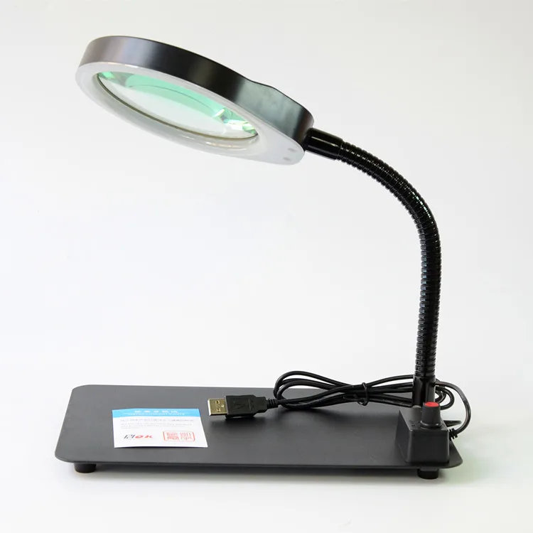 

Crafts Glass Lens LED Desk Lighting Magnifier Lamp Light 5X Magnifying Desktop Loupe Repair Tools with 48 LEDs Stand
