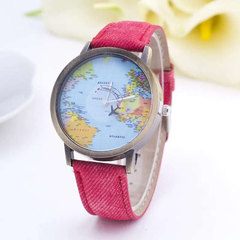 2019 модные глобальные путешествия на самолете карта женские часы повседневные кварцевые часы повседневные спортивные часы для женщин