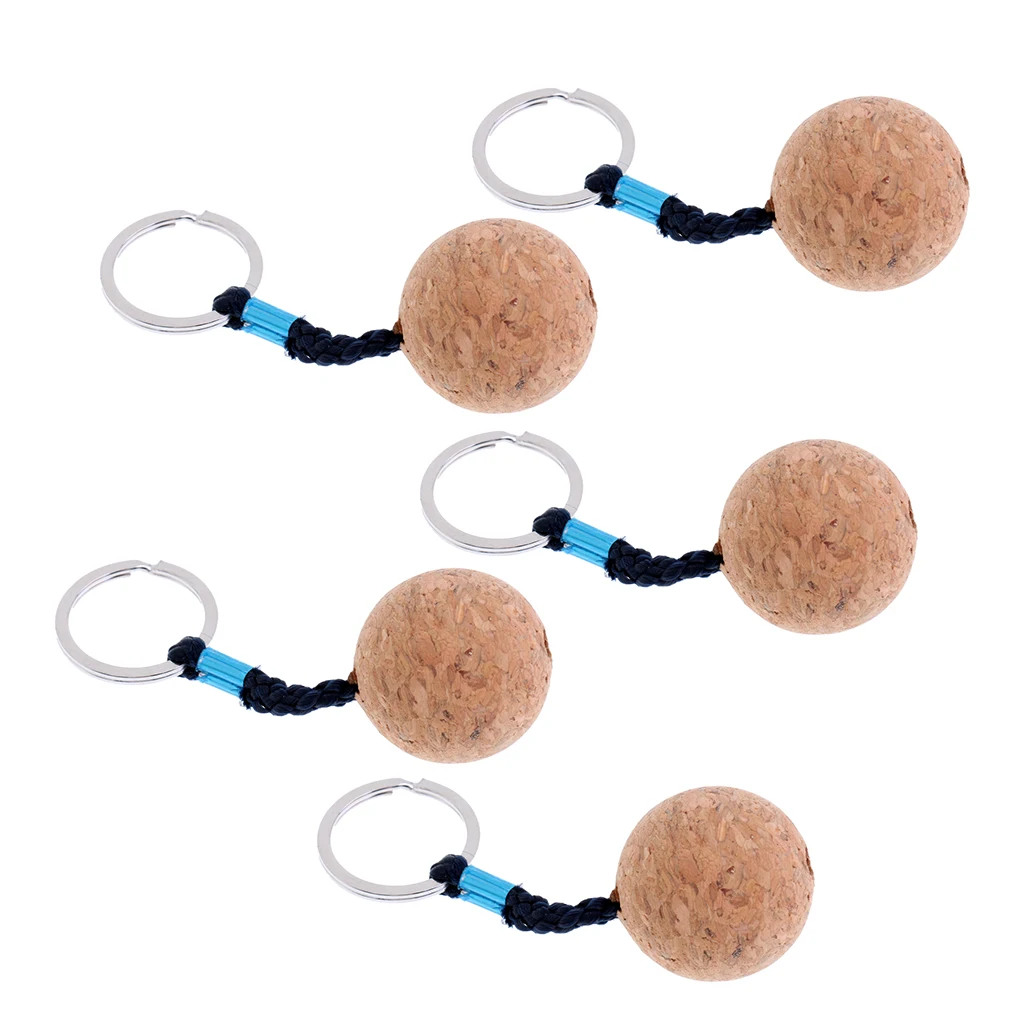 5pcs Cork Ball Buoyant Keyring Boat Marine Kayak Canoe Key Float