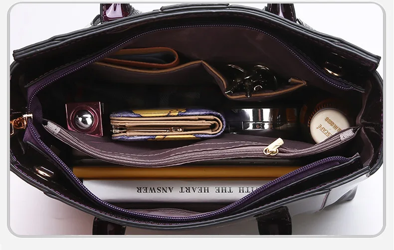 Women's Luxury Alligator Patent Leather Handbag Luxury Crocodile Women Tote Red Black Purple Snakeskin New Designer Shoulder Bag (11)
