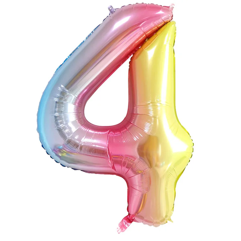 40inch Rainbow Color Number Balloons Digit Globos gradient Ramp Figure Balls Birthday Wedding Anniversary Party Decor Kids Ball - Цвет: Number 4