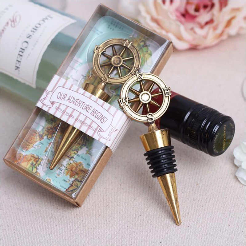 Vintage Golden Wine Stopper Bridal Wedding Favors And Gifts Wine Bottle