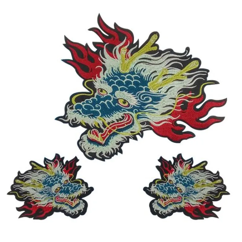

Clothing Diy embroidery dragon 24cm badge sew on patch deal with it biker patches for clothes stickers fabric free shipping