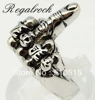

Regalrock Flicking the bird Middle Finger Up Biker Rings for men Motorcyle gear jewelry