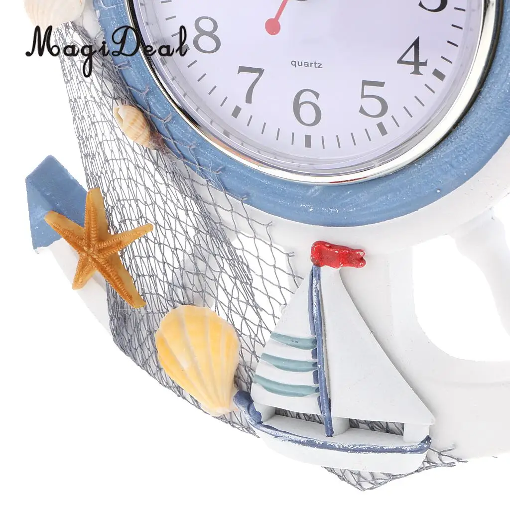 MagiDeal Sea Beach Naudical Themed Anchor Clock Wall Hanging Decor Ornament Home Time 