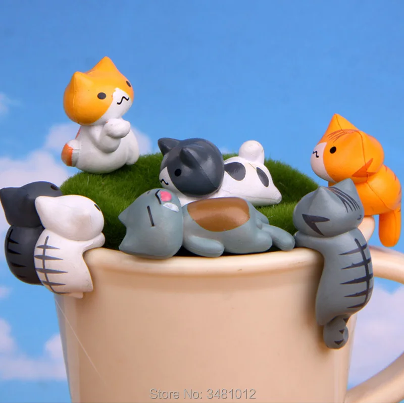 4pcs Game Neko Atsume Cute Cat Figurine Anime Figure Micro Landscape Decor