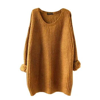 

Women O-Neck Long Sleeve Sweaters Mixed Color Wool Ladies Comfort Knitted Pullover Sweater Fashion Tops Spring Autumn