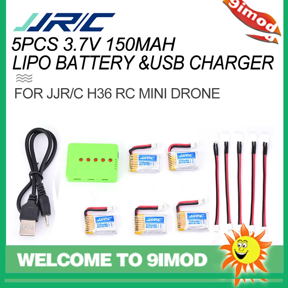 5 шт. JJRC H36 3,7 V 150 mAh 30C Lipo батарея и USB зарядное устройство для E010 E011 E012 Радиоуправляемый мини-Дрон