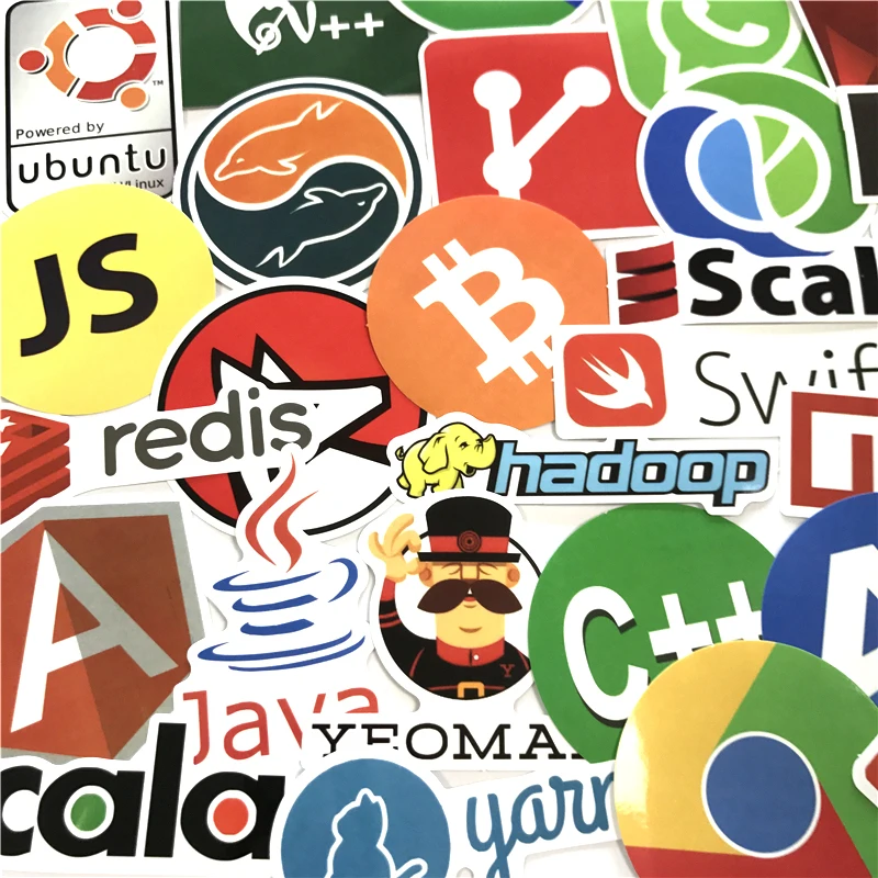 50Pcs Java JS Php Html PVC sticker Cloud Docker Bitcoin Programming Language APP Logo Cool