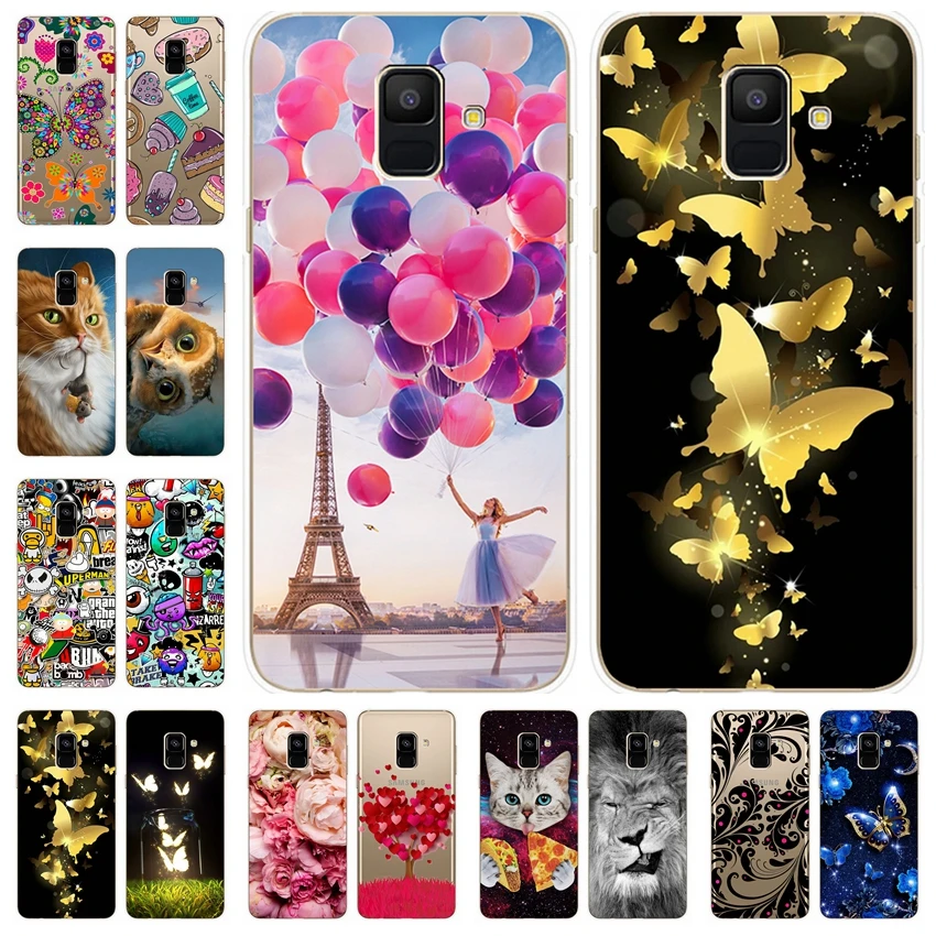 

For Samsung Galaxy A6 2018 Case Cover 5.6' Luxury Soft Silicone Printing Phone Back Cover for Samsung A 6 A6 2018 Fundas Coque