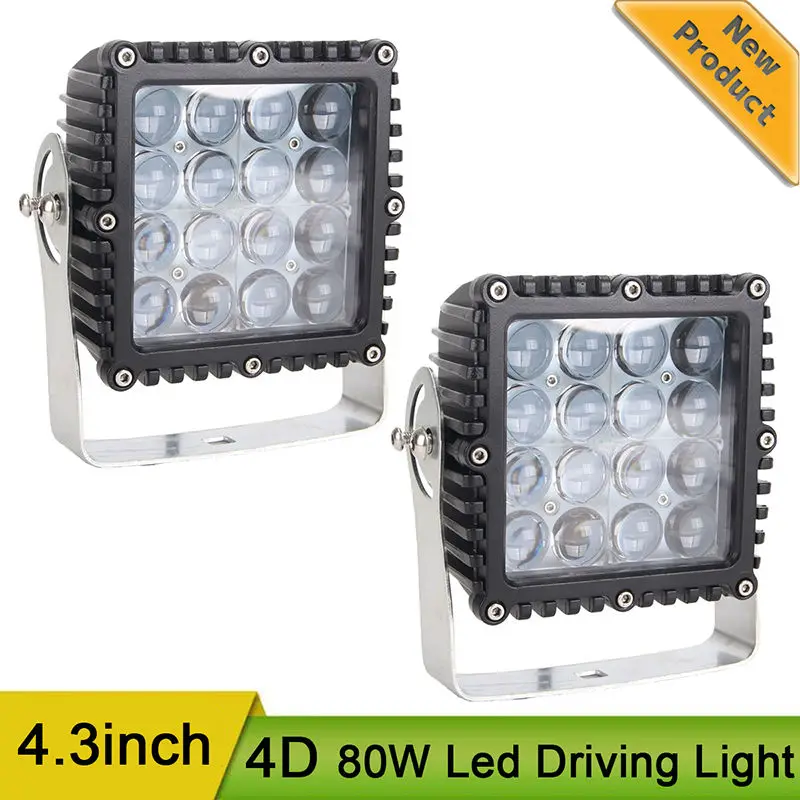 

2pcs 5.3inch 4D 80W Led Driving Light 12V Waterproof Led Work Light Offroad Lamp for Off Road Pickup Motorcycle 4x4 SUV ATV 24V