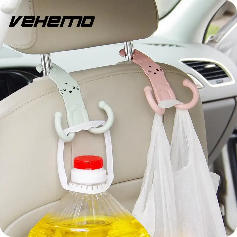 

Vehemo 1PC Cute Headrest Hook Car Seat Hanger Cartoon Design Organizer Bag Parts Accessories Random