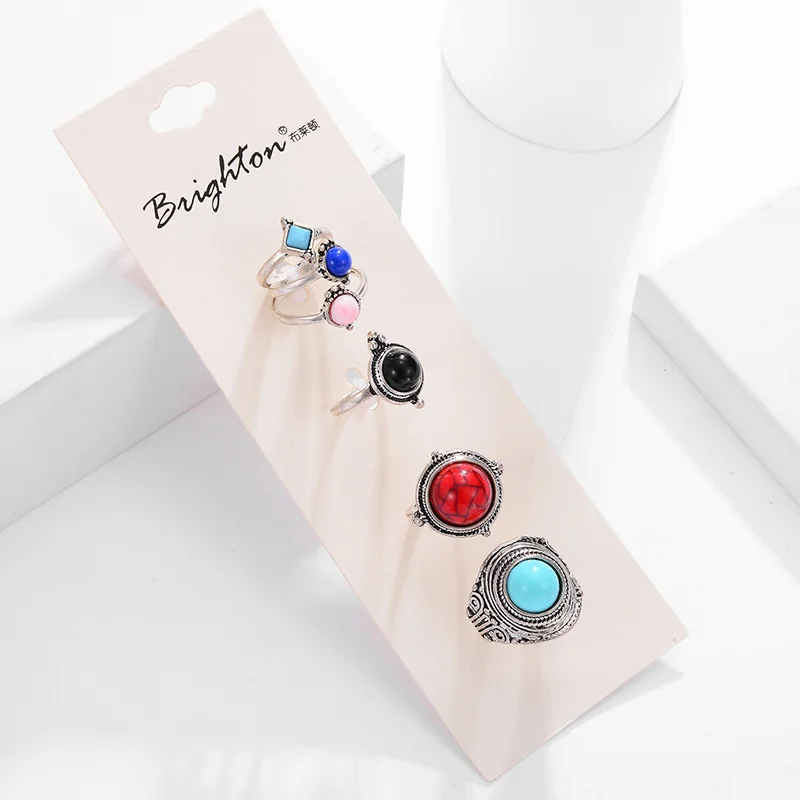 5 шт./компл. Женские винтажные Бохо античные Тибетский серебристый цвет Размер 6