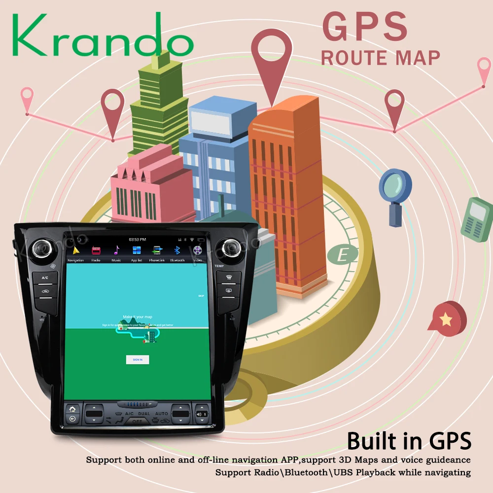 Best Krando Android 8.1 12.1" Vertical screen car headunit radio navigation multimedia system for Nissan X-TRAIL Qashqai 2013-2017 7