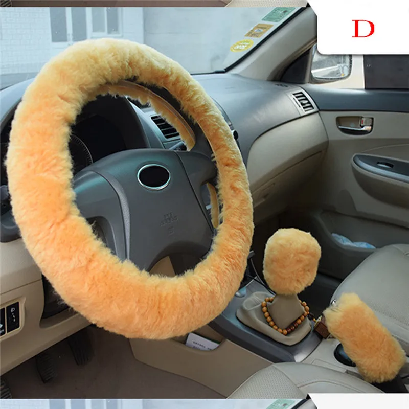 Kongyide чехол рулевого колеса автомобиля Авто украшения короткие плюшевые шерстяные ручные тормоза Авто Мех Руль набор 38 см Прямая поставка mar12