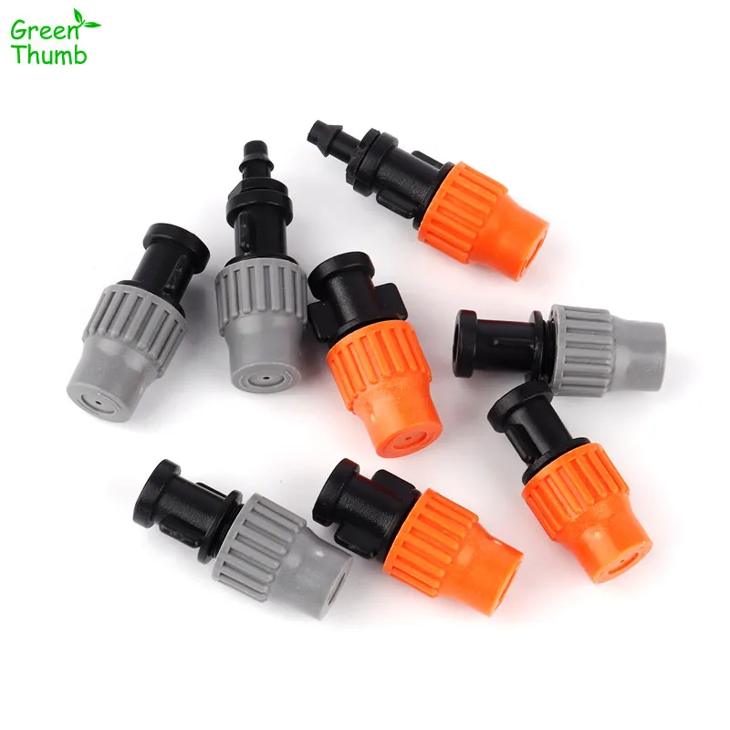 

80pcs Inner Dia 6mm Grey Orange Adjustable Mist Nozzle Cooling Dust Remove Fungus Mushroom Flower Automatic Watering Micro Drip