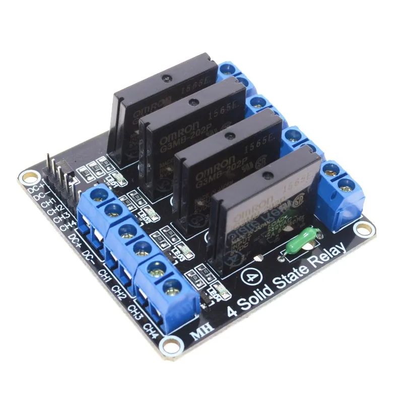 

Free Shipping 5V 4 Channel OMRON SSR High Level Solid State Relay Module For Arduino 250V2A