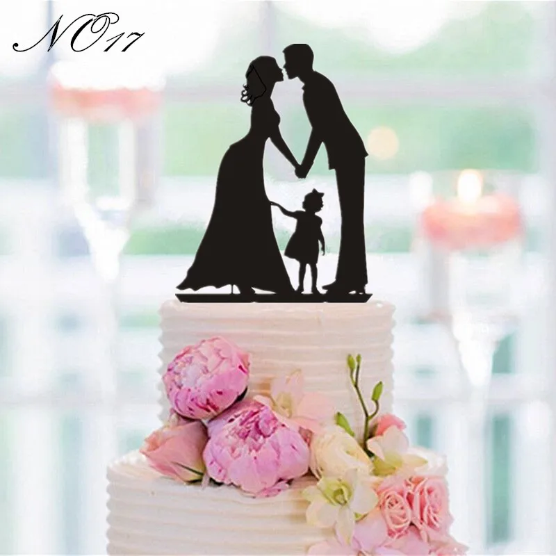 Shimeyao Minimalist Black Wire Wedding Cake Topper - 6.7x3.5", Vintage Style For Engagement, Bridal Shower