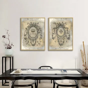 

AtFipan European Retro Architectural Pattern Decorative Painting for Living Room Wall Art Picture Home Decor Framed Canvas Print