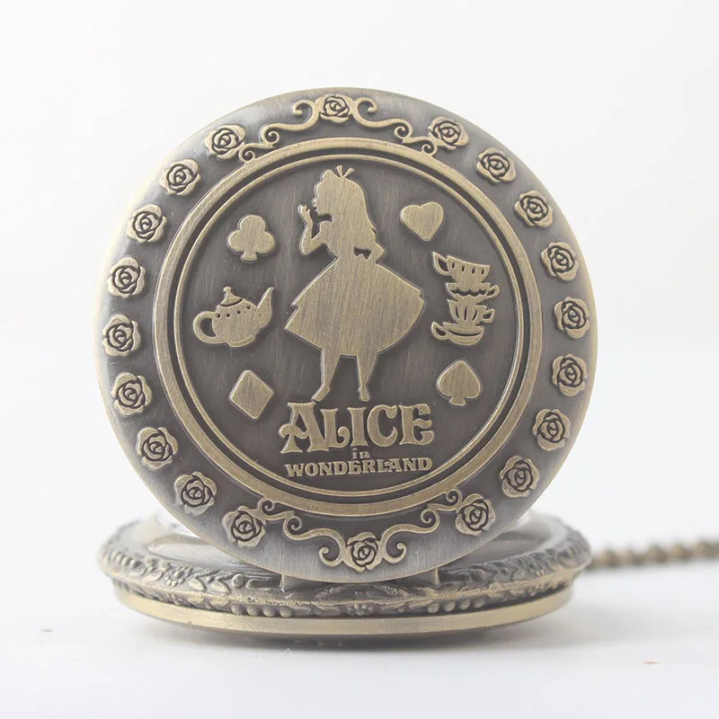 50 шт./лот хит продаж Alice in Wonder Land карманные часы высокое качество мужские и женские