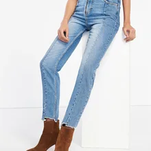 Guesod весна лето женские джинсы деним брюки с эффектом потертости с завышенной талией винтажные женские джинсовые брюки женские