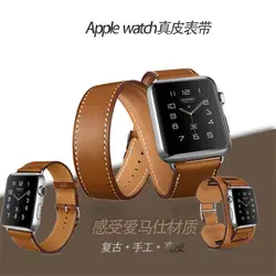 Браслет из натуральной кожи ремешок двойной круг ремень один ремешок для наручных часов Apple Watch 4/3/2 часы ремешок для наручных часов IWatch, 44 мм