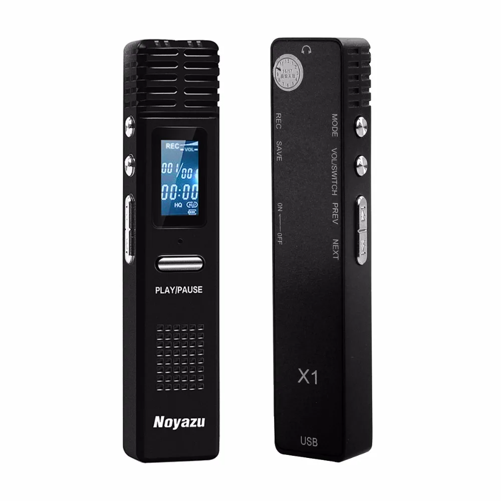 NOYAZU X1 المهنية 8 جيجابايت مسجل صوت رقمي وقت طويل تسجيل صوت المنشط الإملاء Mp3 لاعب U القرص الأسود