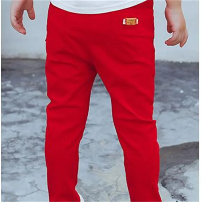 Boy's and Girl white trousers new children's black casual pants boy slim feet red green black 2-10 years old