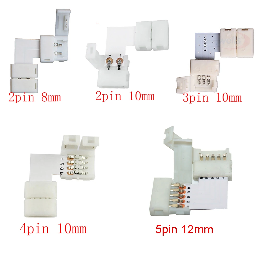 

5set 2pin 3pin 4pin 5pin LED Connector L Shape For connecting corner right angle 5050 SMD RGB RGBW 3528 2811 2812 LED Strip