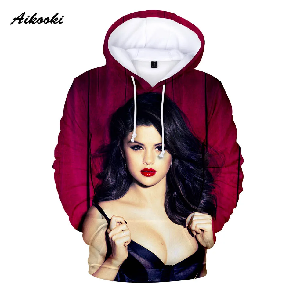 

2019 Aikooki 3D Selena Gomez Hoodies Sweatshirts Men/Women Hoody Sweatshirt Winter Hooded Singer Selena Gomez fashion clothes