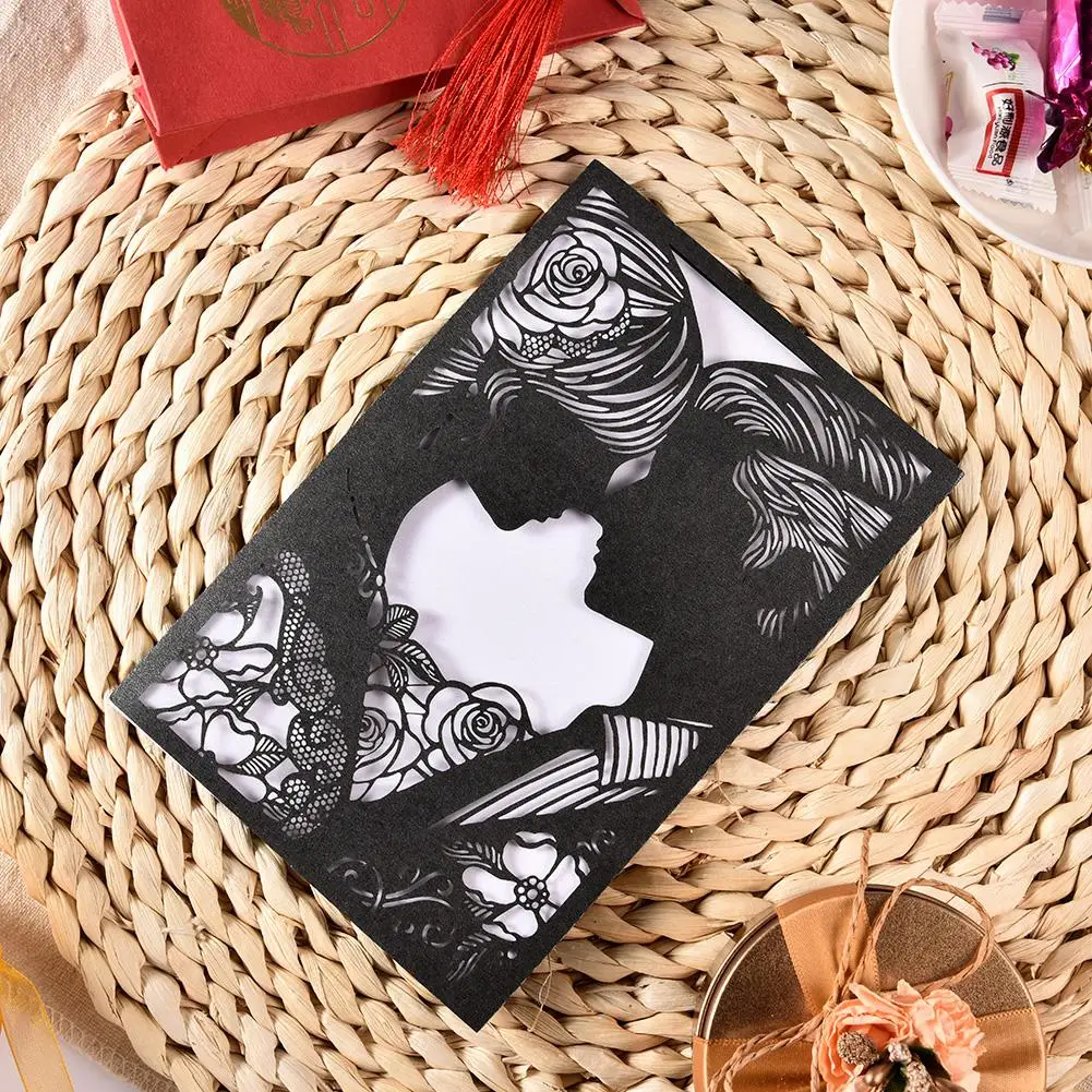  10PCS Wedding Decoration Hollow Greeting Card Invitated Letter Cover Hollow Heart Laser Cut Wedding - 33028295953
