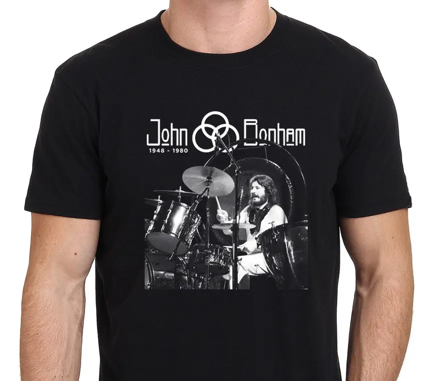 2018 Short Sleeve Cotton T Shirts Man Clothing Led Zeppelin JOHN BONHAM ...