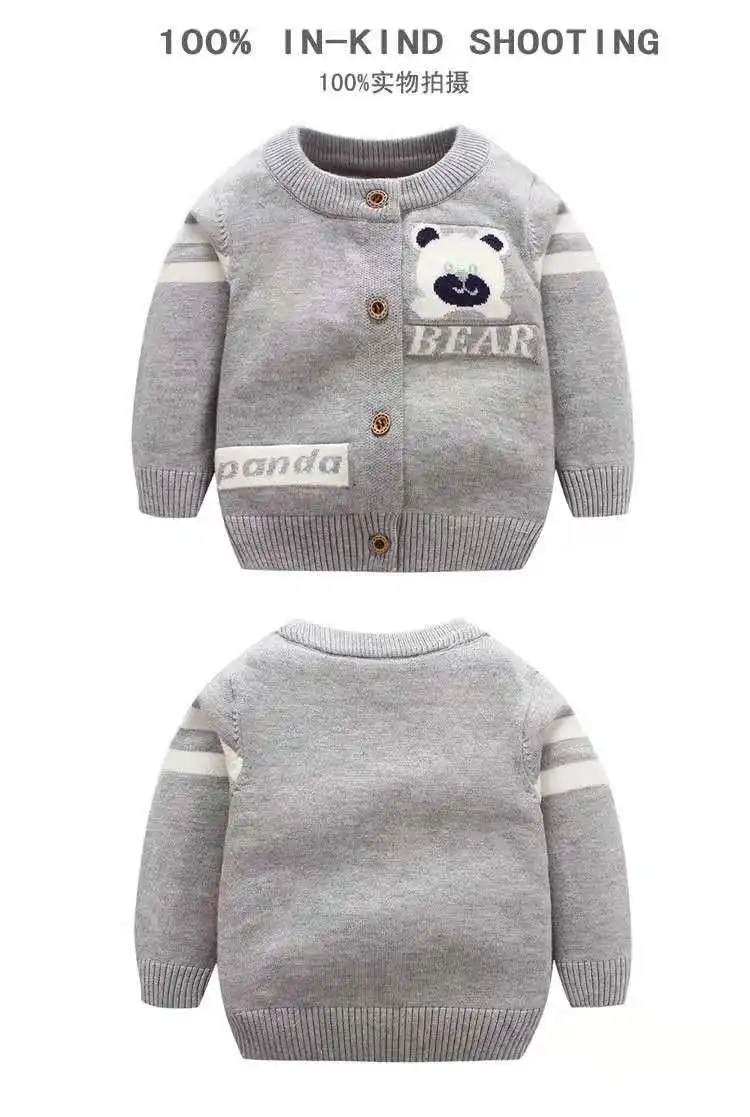 Теплый мягкий детский свитер; кардиган с рисунком медведя; милый свитер для мальчиков; кардиган из кроличьей шерсти для маленьких девочек; осенняя одежда для маленьких девочек