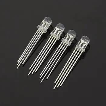 

10pcs 5mm RGB LED Common Cathode Tri-Color Emitting Diodes f5 RGB Clear