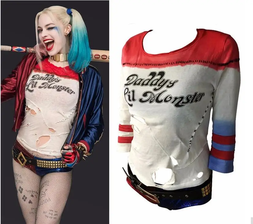 

Harley Quinn Costume Cosplay Batman Joker Suicide Squad Harley Quin Shirt Halloween Purim Costume Chamarras De Batman