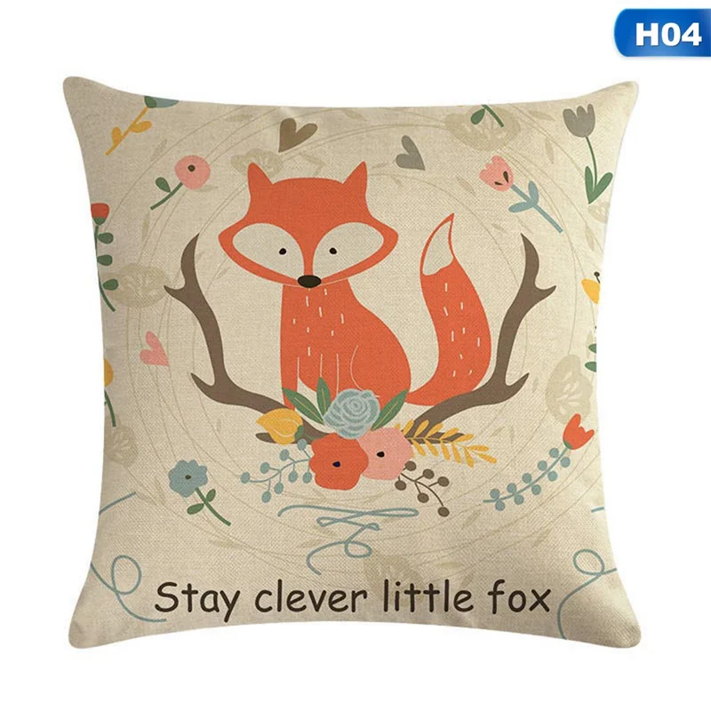 Домашний стул диван Декор мультфильм красная лисица чехол для подушки с принтом милый Лес животных льняная наволочка