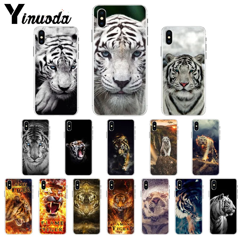 Мягкий силиконовый чехол Yinuoda из ТПУ с изображением животных тигра для iPhone 8 7 6 6S