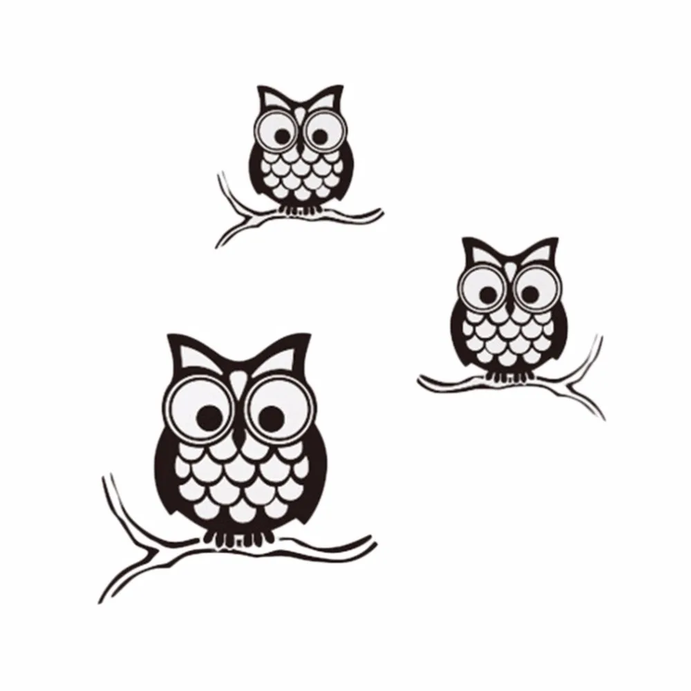 Cute Lovely Unique Owl Animal Wall Sticker PVC Waterproof Cartoon