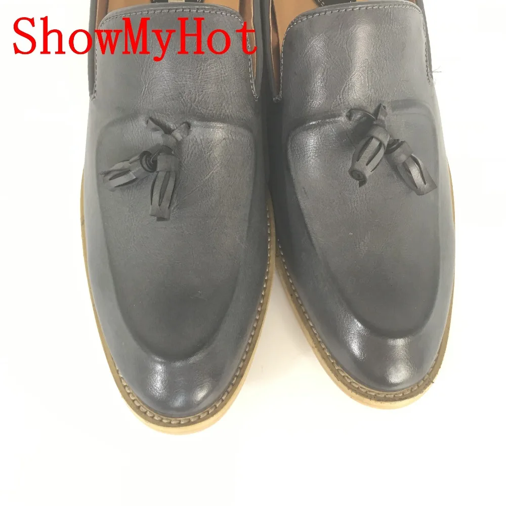 ShowMyHot/британский стиль; Мужские Винтажные броги-оксфорды с кисточками; Мужские дышащие деловые ботинки на плоской подошве; Мокасины без застежки; модельные туфли