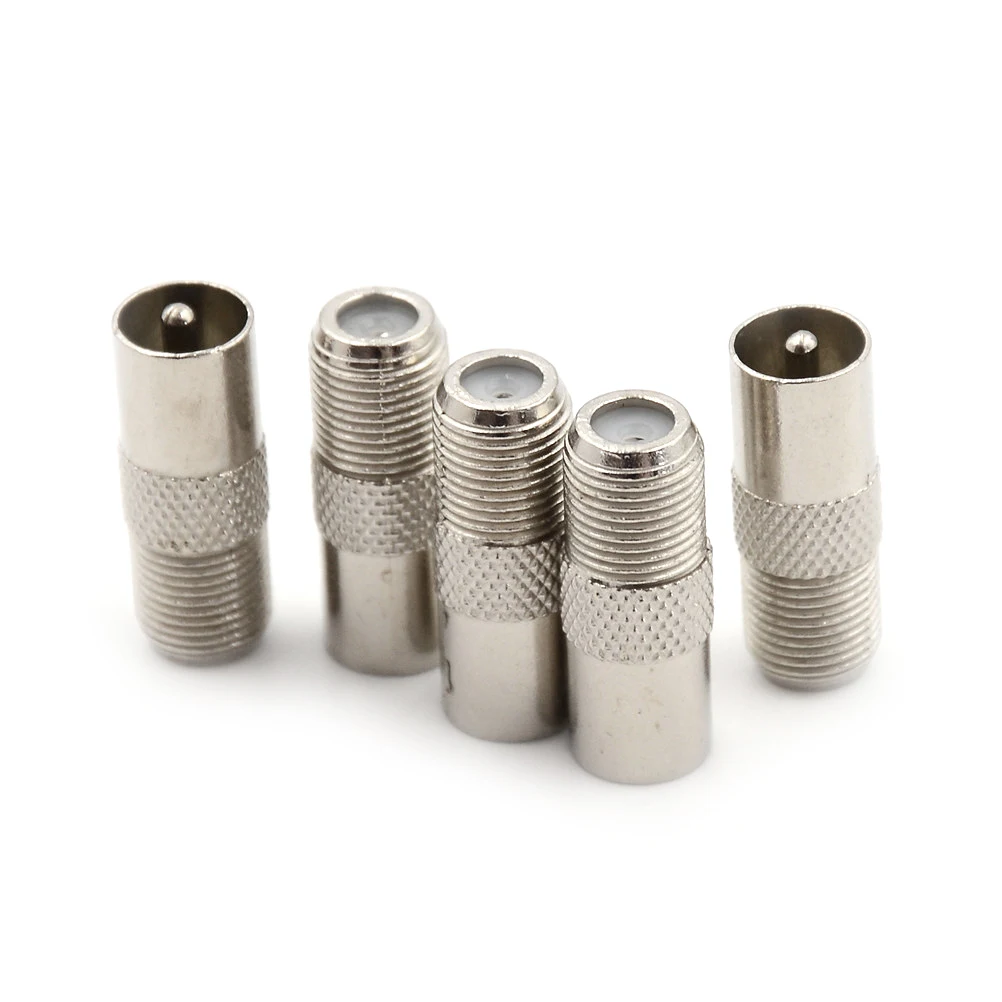 

5pcs/lot Silver Tone Plated Alloy Female F To Male TV Aerial Plug Adapter