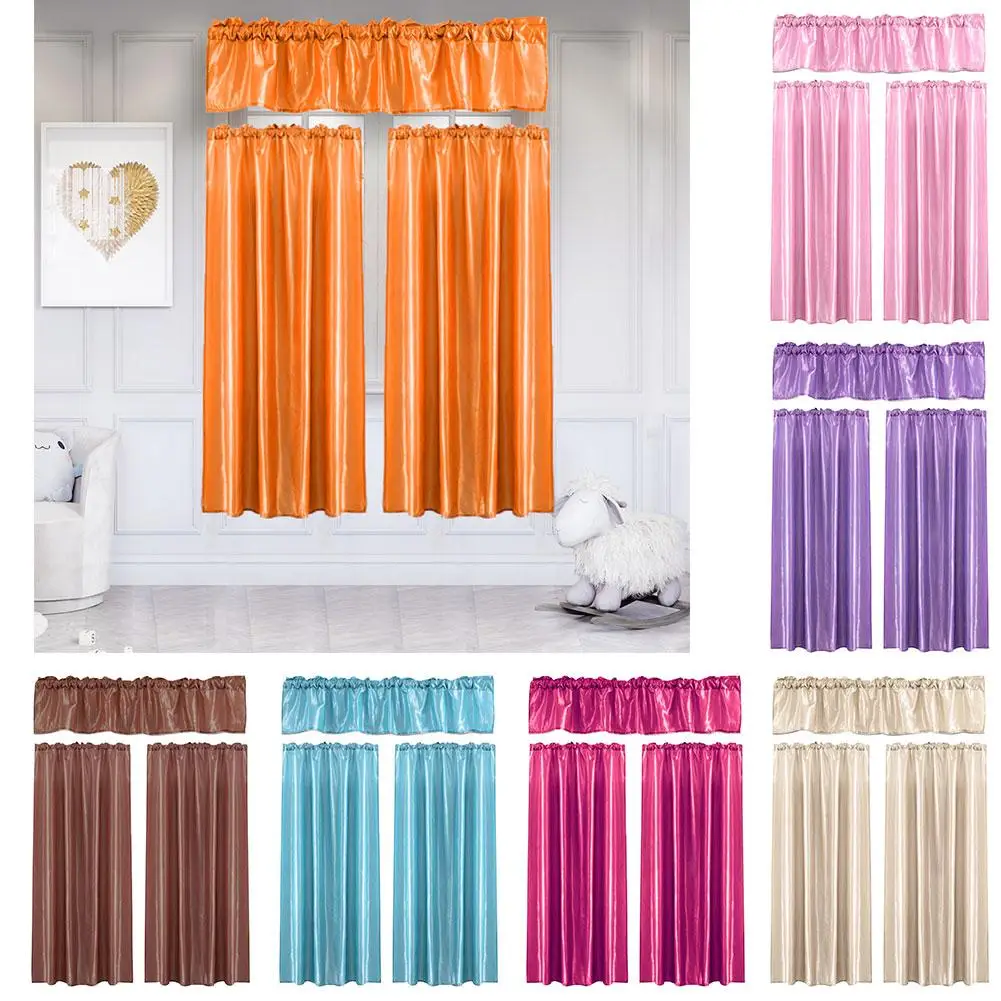 

3Pcs Bright Color Window Curtain Living Room Balcony Valance Drape Home Decor